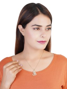 Estele - Gold and Rhodium Plated Ganesha Idol Pendant with Crystals for Women